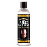 Arlo's Bald Head Shaving Lotion bottle for smooth, comfortable application.