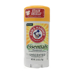 Arm & Hammer Essentials Unscented deodorant bottle with 2.5 oz, aluminum-free odor protection
