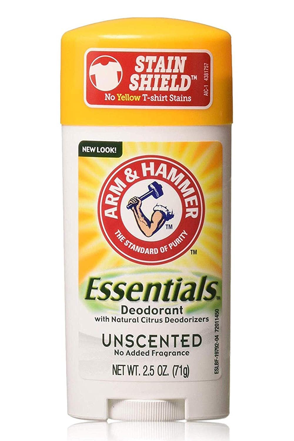 Arm & Hammer Essentials unscented deodorant pack shows aluminum-free daily odor protection