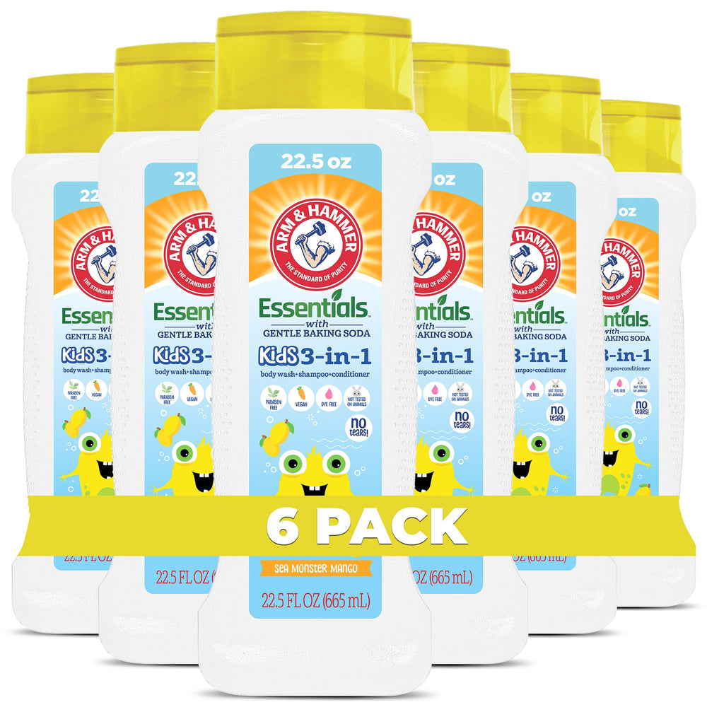Arm & Hammer Sea Monster Mango kids body wash bottle offers gentle cleansing for playful bath time.