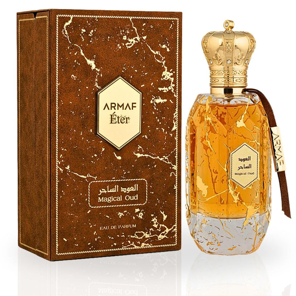 ARMAF Eter Magical Oud EDP bottle reveals the vibrant saffron and pink pepper opening.