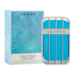 Armaf Ventana Marine cap closeup highlighting premium packaging.