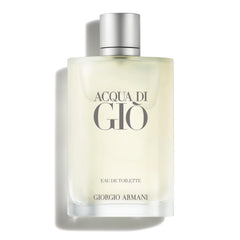 Armani Beauty Acqua di Gio bottle front highlighting sea-fresh scent, ideal for daily wear.