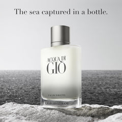 Armani Beauty Acqua di Giò bottle pour-on wrist use demonstrates easy application for daily wear