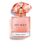 Armani Beauty My Way Ylang EDP bottle front view showing coral silhouette for a cheerful vibe
