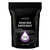 Aromasong dead sea salt lavender packaging showing premium mineral soak for skin care