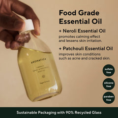 AROMATICA Embrace Body Oil ingredients panel shows jojoba and neroli benefits