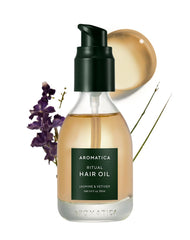 AROMATICA Ritual Jasmine & Vetiver Hair Oil bottle promoting nourishing shine