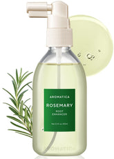 AROMATICA root-enhancer rosemary spray bottle close-up for scalp moisture and refreshment.