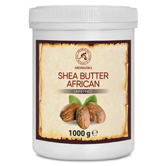 AROMATIKA shea butter jar showing rich unrefined texture for skin care