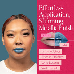 Aromi Arctic Teal application close-up demonstrates smooth glide and metallic finish.