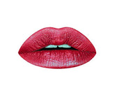 Aromi Candy Apple metallic lipstick tube showing rich red shade with shimmery finish for party nights