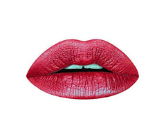 Aromi Candy Apple metallic lipstick tube showing rich red shade with shimmery finish for party nights