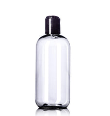 Aromine clear Boston Round bottles with included labels for easy organization.