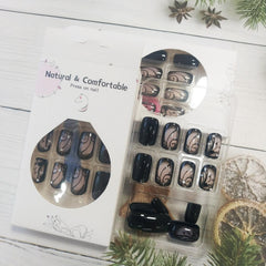 AROVFAM glossy dark vine nails in medium square shape for daily wear