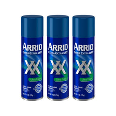 Arrid XX Ultra Clear spray bottle showing long-lasting protection and quick-dry feel