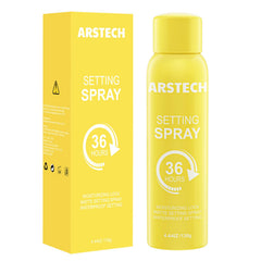 Arstech setting spray bottle-pump delivers all-day makeup hold with a refreshing lime scent.