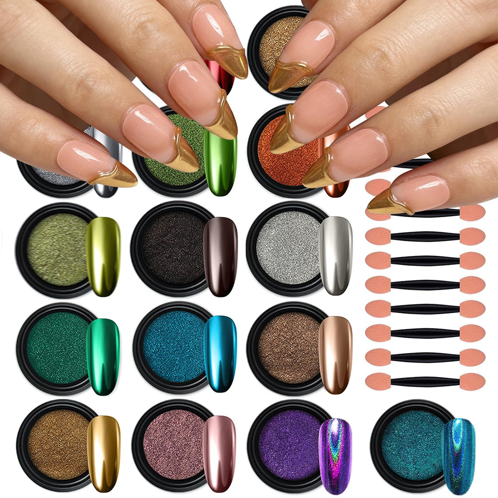 Artdone chrome powder jar closeup showing fine pigment for precise nail art