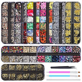 Artdone 9-boxes rhinestones kit with sparkling nail art pieces for vibrant designs