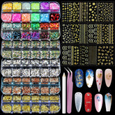 Artdone nail art studs kit offers multicolor designs for at-home DIY nails.