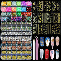 Artdone nail art studs kit offers multicolor designs for at-home DIY nails.