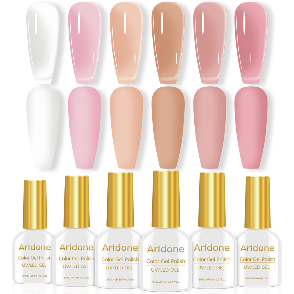 Artdone Sheer Gel Nail Polish Set bottle close-up with translucent jelly colors for gradients