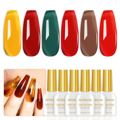 Artdone sheer gel nail polish set with six colors for versatile looks