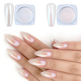 Artdone white pearl chrome powder bottle for dazzling nail chrome finish.