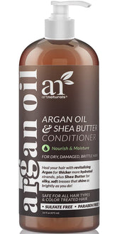 Artnaturals Argan Oil Hair Conditioner bottle showing sulfate-free formula for all hair types