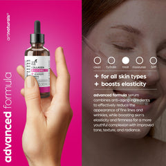Artnaturals Collagen Booster Serum packaging highlights vegan formula and clean ingredients.