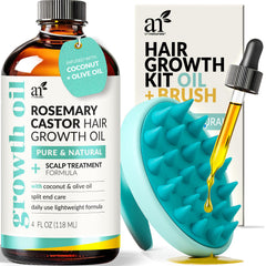 ArtNaturals Rosemary Castor Oil bottle for scalp nourishment and hair health.