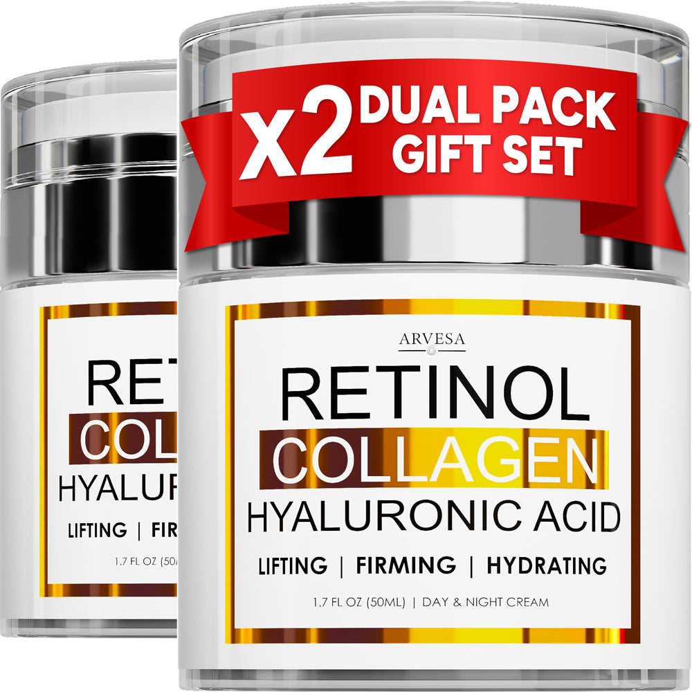 Arvesa Retinol Cream two-pack bottle pump for easy daily use.