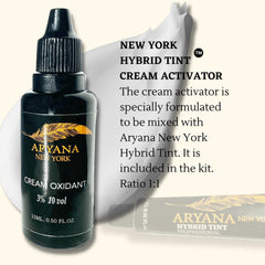 Complete ARYANA Hybrid Color Kit packaging showing color and oxidant for at-home use.