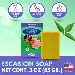 Arymar Escabicin 3oz travel-friendly bar demonstrates convenient daily cleansing.