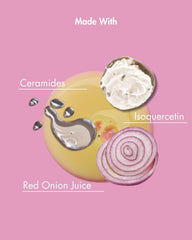As I Am Onion Water ingredients with ceramides promote moisture for strands.