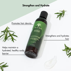 As I Am Rosemary Conditioner 8 oz ingredients closeup highlights biotin and saw palmetto benefits.