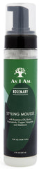 As I Am Rosemary Styling Mousse bottle with pump for easy, flexible hold.