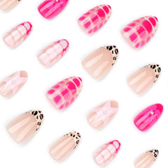 ASABITE almond nails with leopard print for quick, mess-free nail art at home