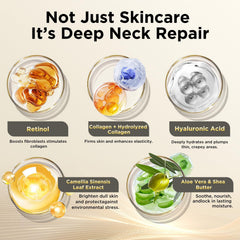 ASAMO neck cream application closeup shows smooth texture.