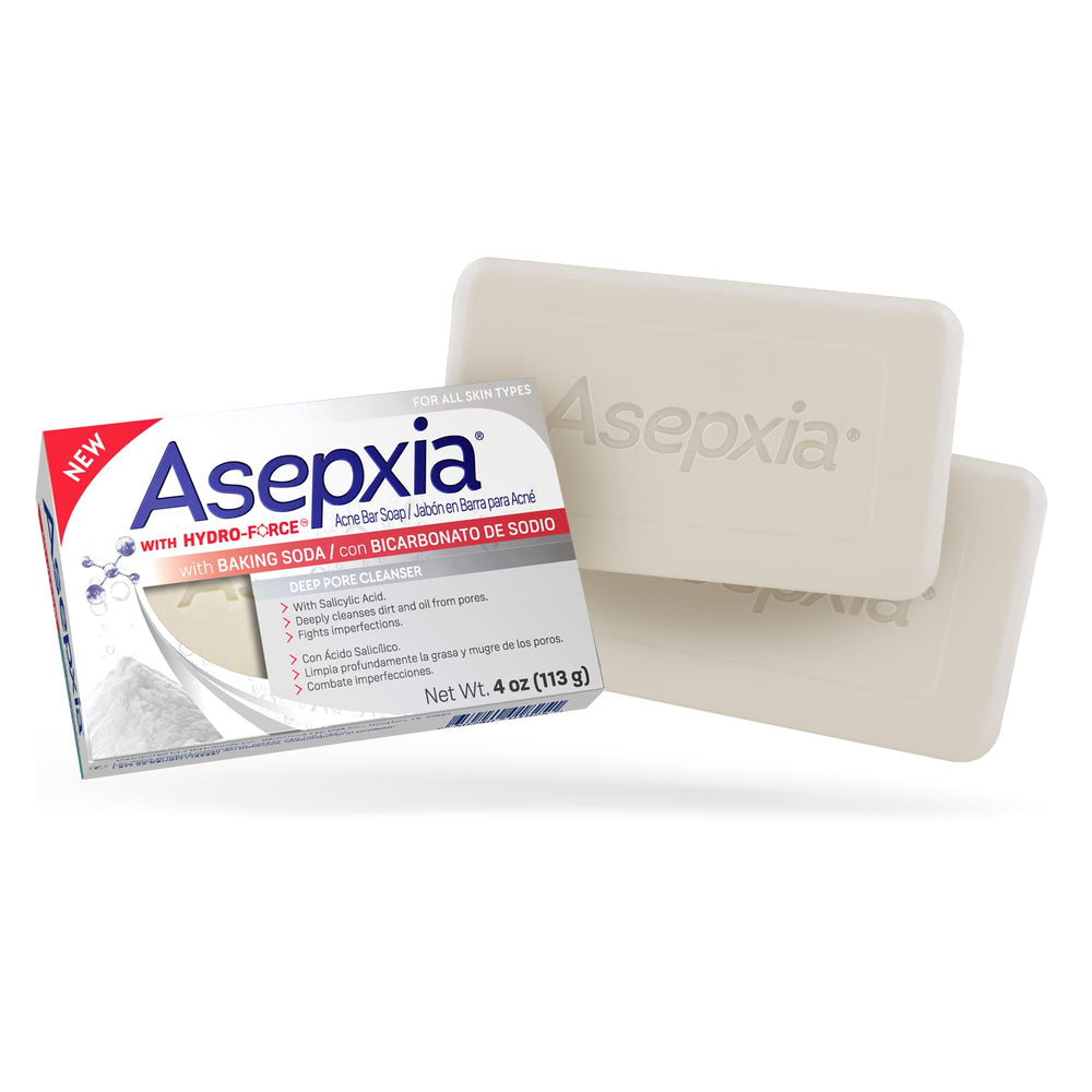 Asepxia acne bar soap with baking soda pack front for a deep cleanse