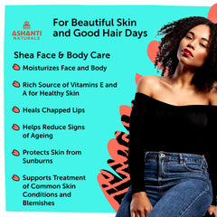 Ashanti Naturals 15oz white shea butter showcases nourishing face, body, and hair care.