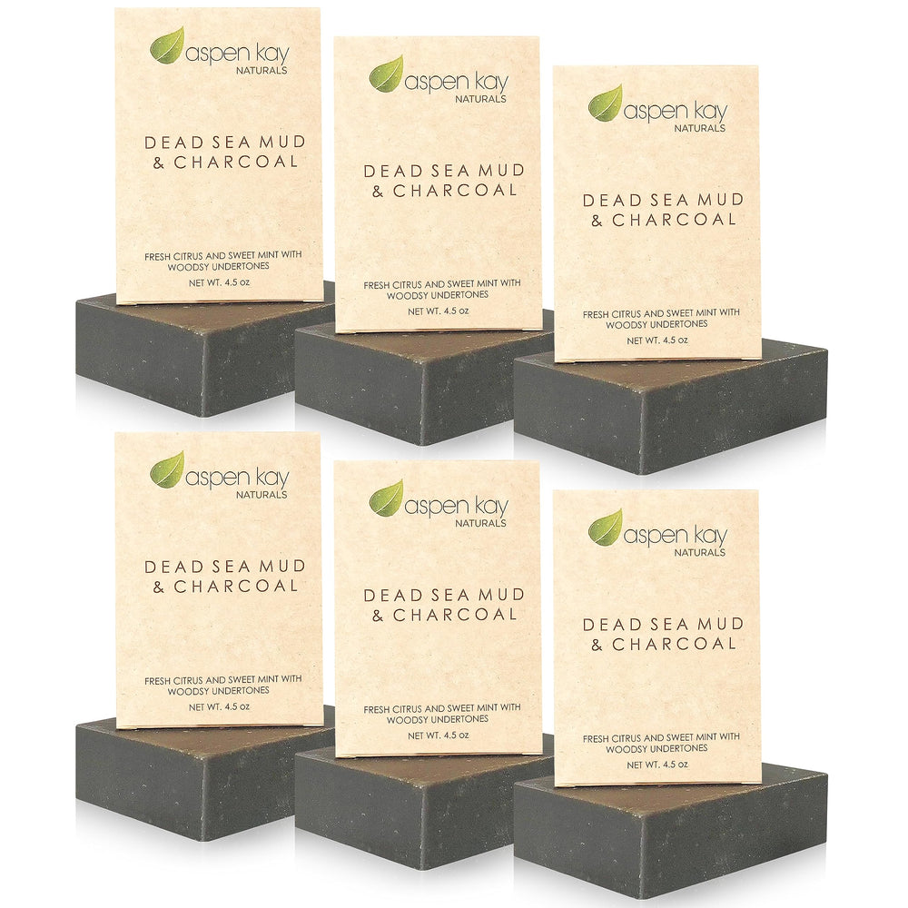 Aspen Kay Naturals Dead Sea Mud & Charcoal Soap Bar front pack, ideal for daily cleansing