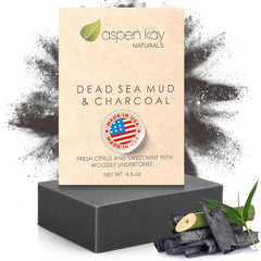 Aspen Kay Naturals Dead Sea Mud Soap bar delivers deep cleansing for all skin types.
