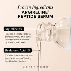 Close-up of Asterwood Argireline Serum drop on skin showing smooth application.