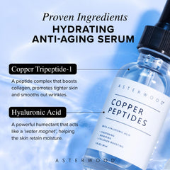 Asterwood Hyaluronic Acid illustration highlighting deep hydration and plump skin.