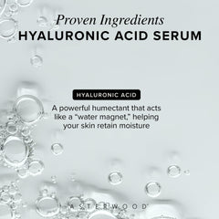 Asterwood serum applied to damp skin for deeper hydration benefits.