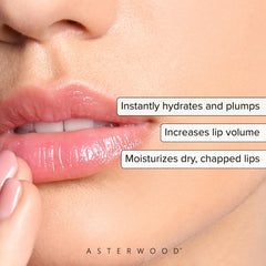 Asterwood Lip Treatment & Balm jar close-up showing creamy texture for moisturizing lips.