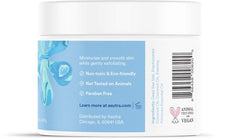 ASUTRA scrub in hand shows coconut oil infusion for soft skin.