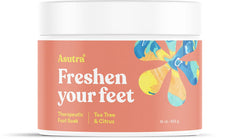 ASUTRA foot soak with tea tree and citrus refreshes tired feet.