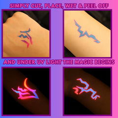 ASVP Shop blue-pink lightning tattoos ideal for Halloween cosplay and festival outfits